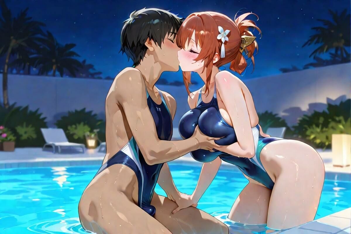 夜のプール、2人の時間 キスで満たす甘い空間 画像2