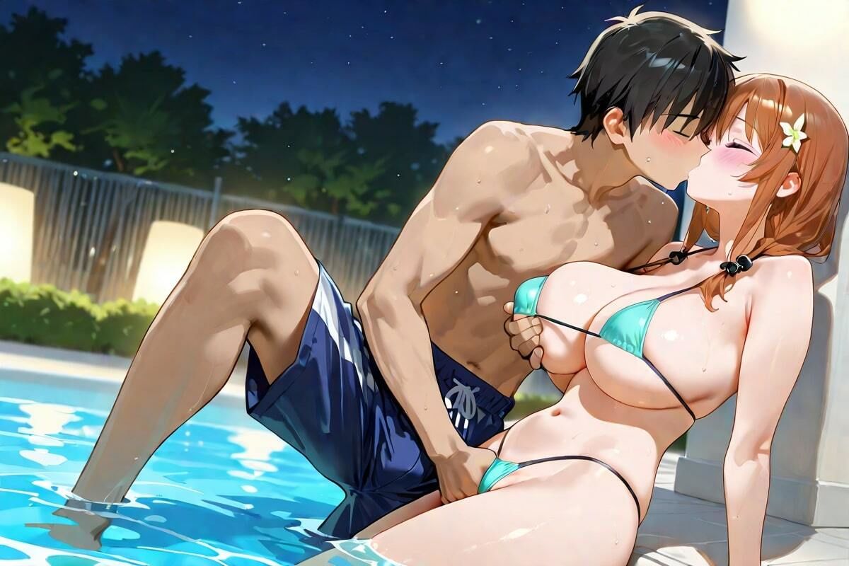 水面が映す熱いキス  ナイトプールで深まる2人の愛 画像2