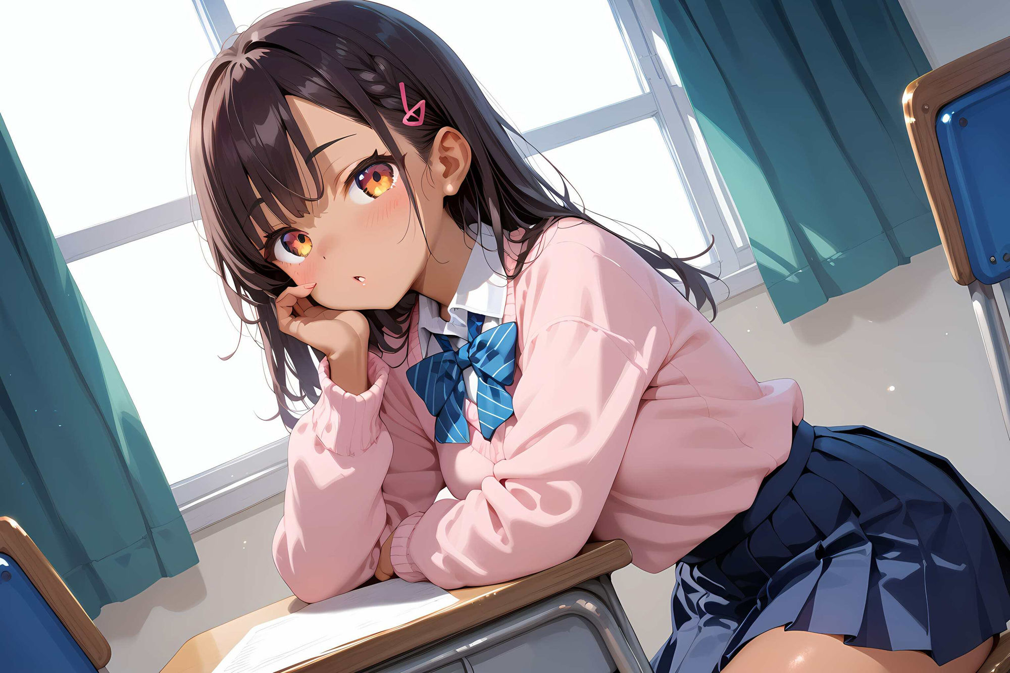 無邪気なピンクセーター少女をハメたおす!褐色少女もーど 画像1