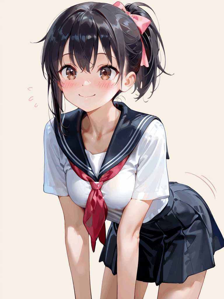 ポニーテールとセーラー服 B 画像1