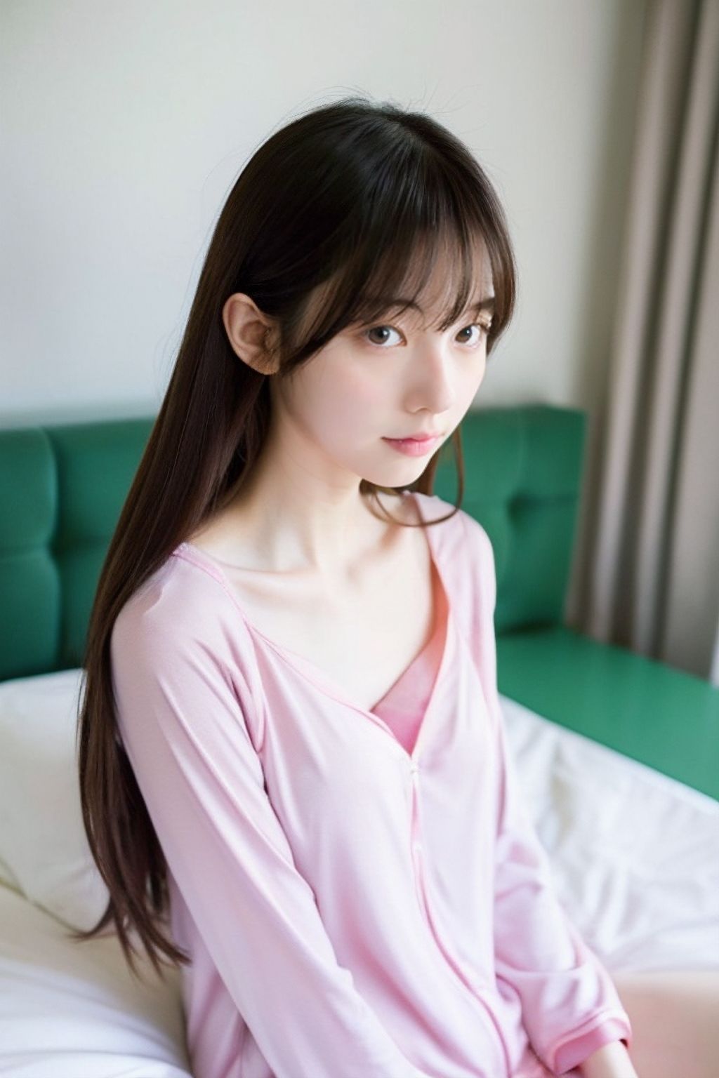 サンプル画像1:ベッド上でラフな彼女 〜谷間が僕をかき立てる〜(妄想サポート) [d_558968]