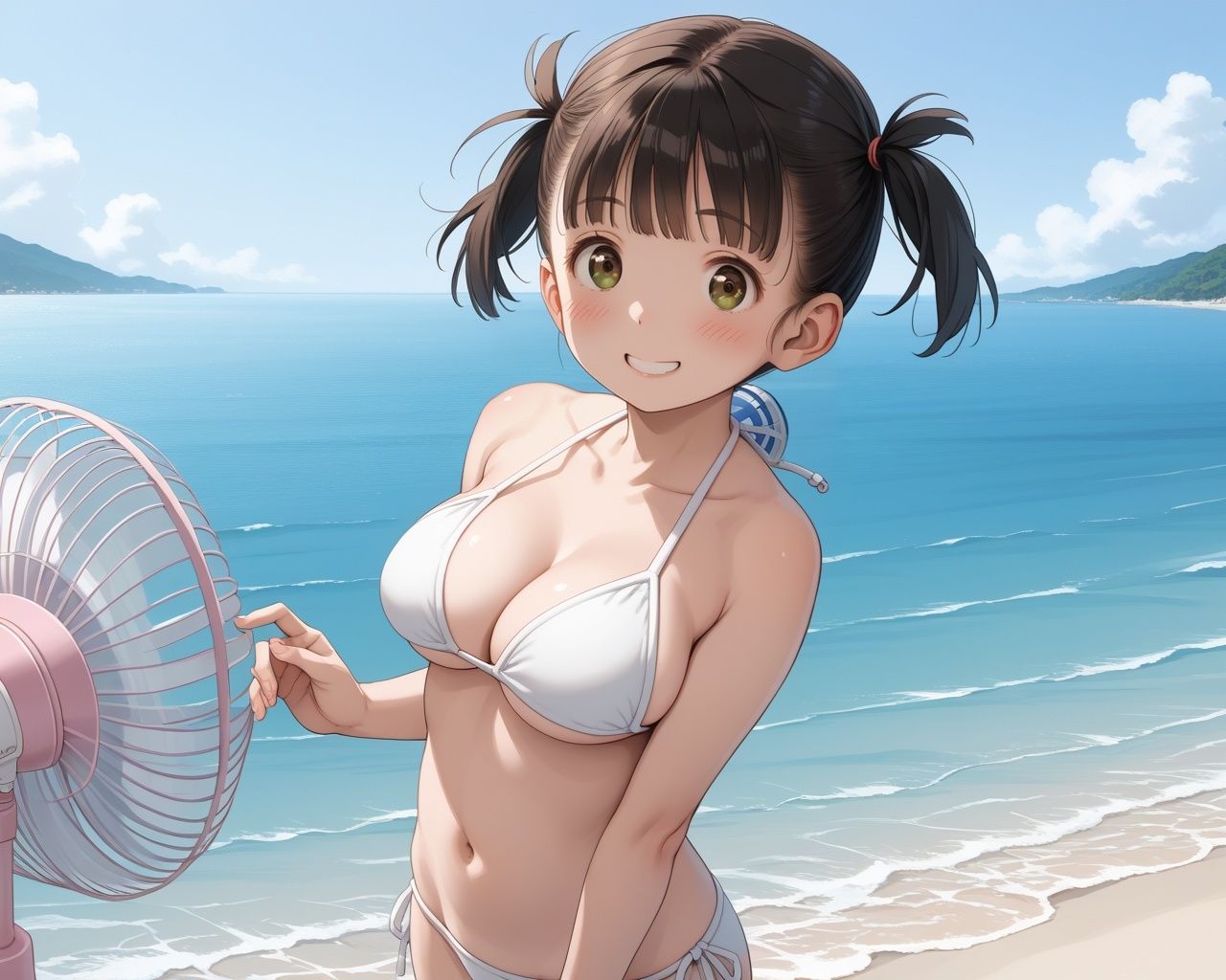 サンプル画像1:巨乳ロリ卑猥温泉 水着孕ませプレイ(あめりかん極太ロリロリそーせーじ) [d_559059]