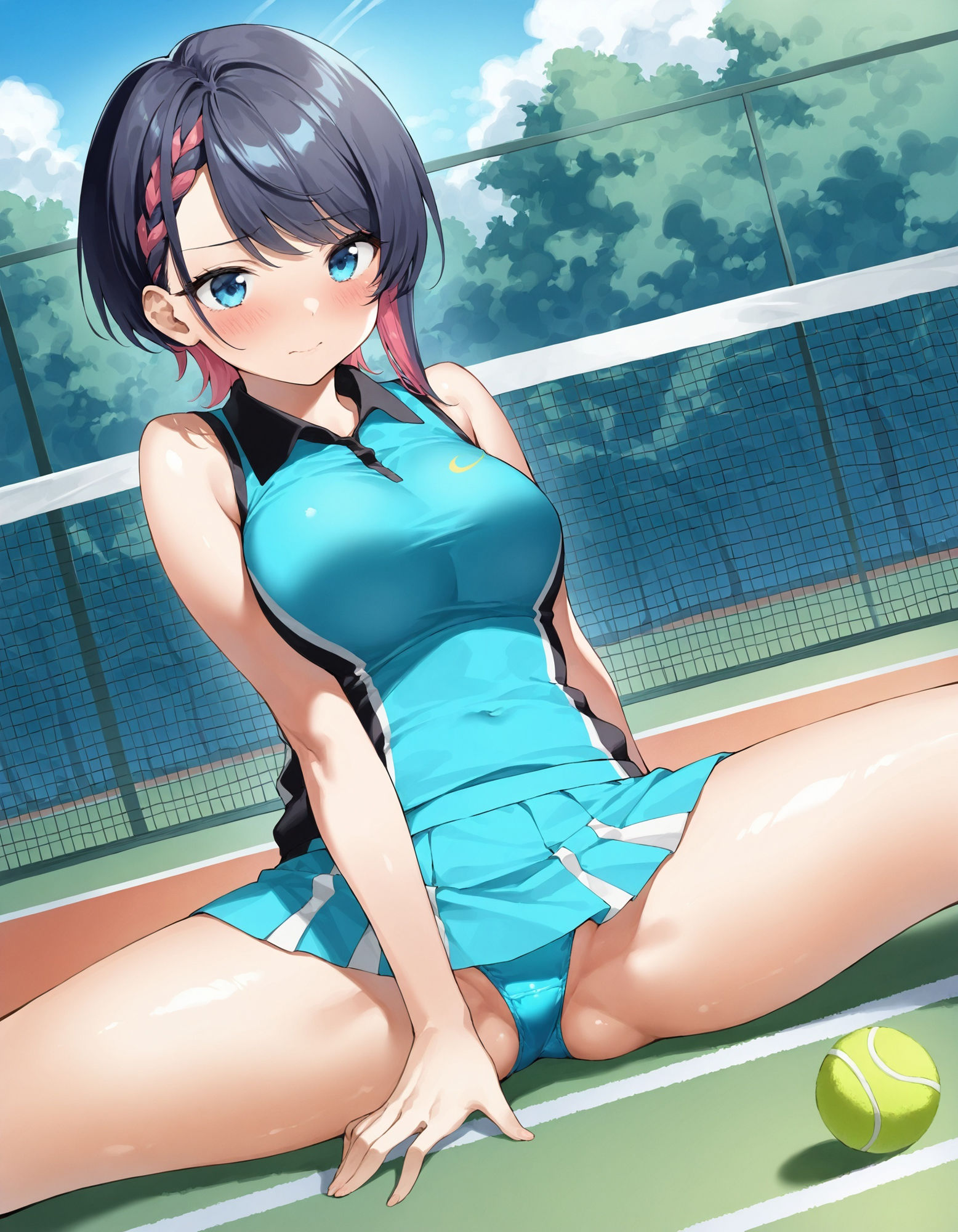 テニスウェアで開脚パンチラ 画像4