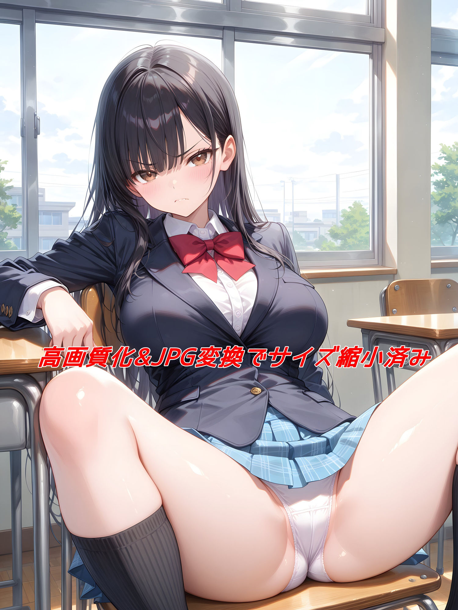 サンプル画像4:JKに嫌な顔されながらパンツ見せてもらってオナニー射精するイラスト集(私はいつでもここにいる) [d_559300]