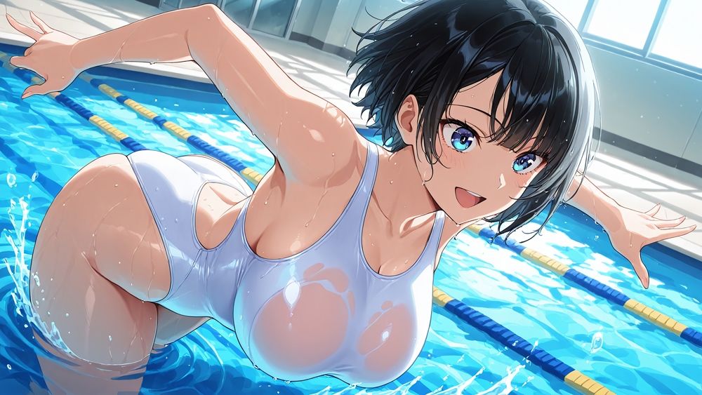 サンプル画像4:爆乳競泳選手二人が白競泳水着姿で新任コーチの中出し特訓【4K】【FANZA専売】(ニート印刷所) [d_559349]