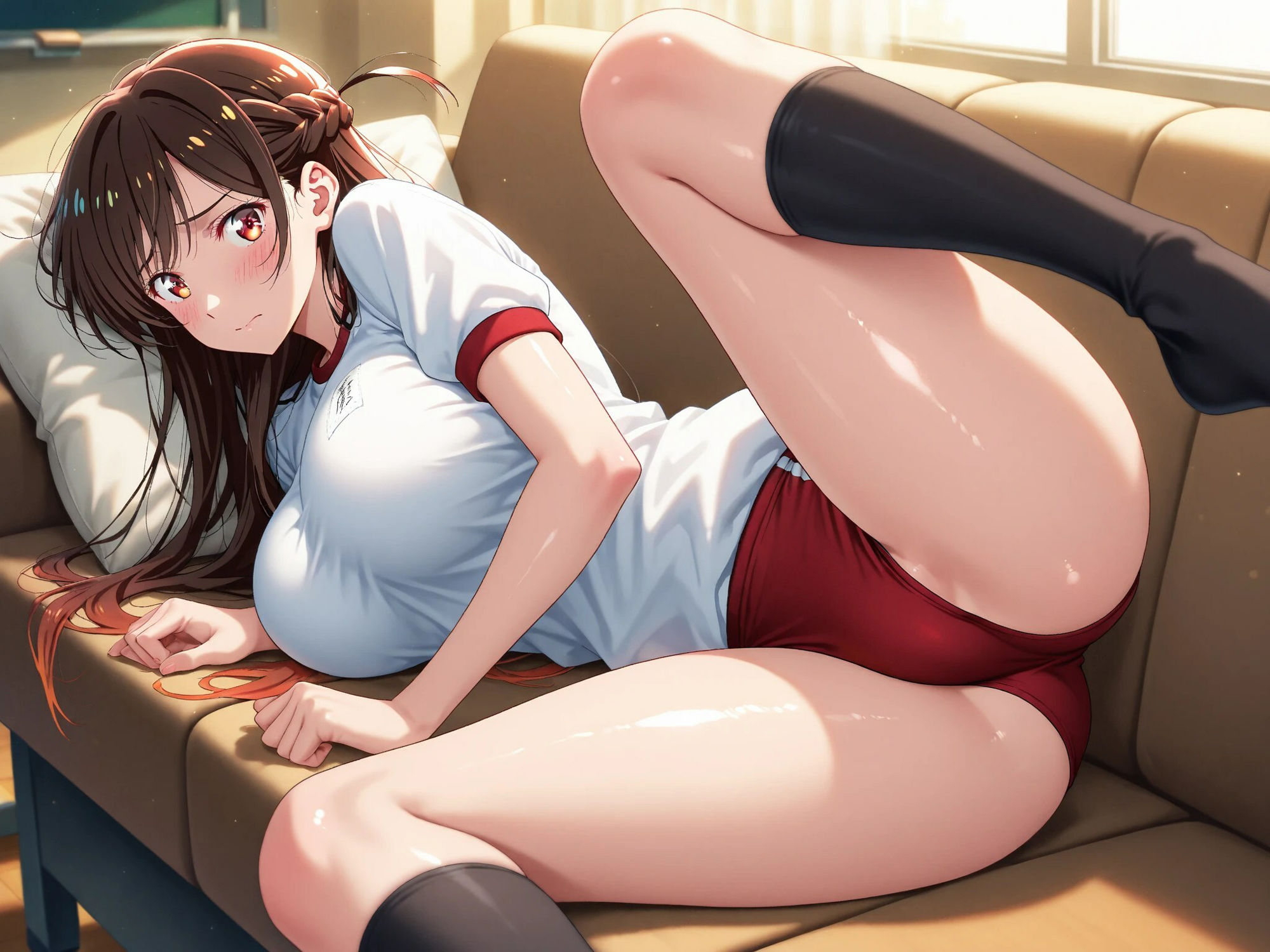 サンプル画像1:【発情ヒロイン】彼女、お借りし〇す 水〇千鶴 体操服ブルマ編(画像生成マン) [d_559426]