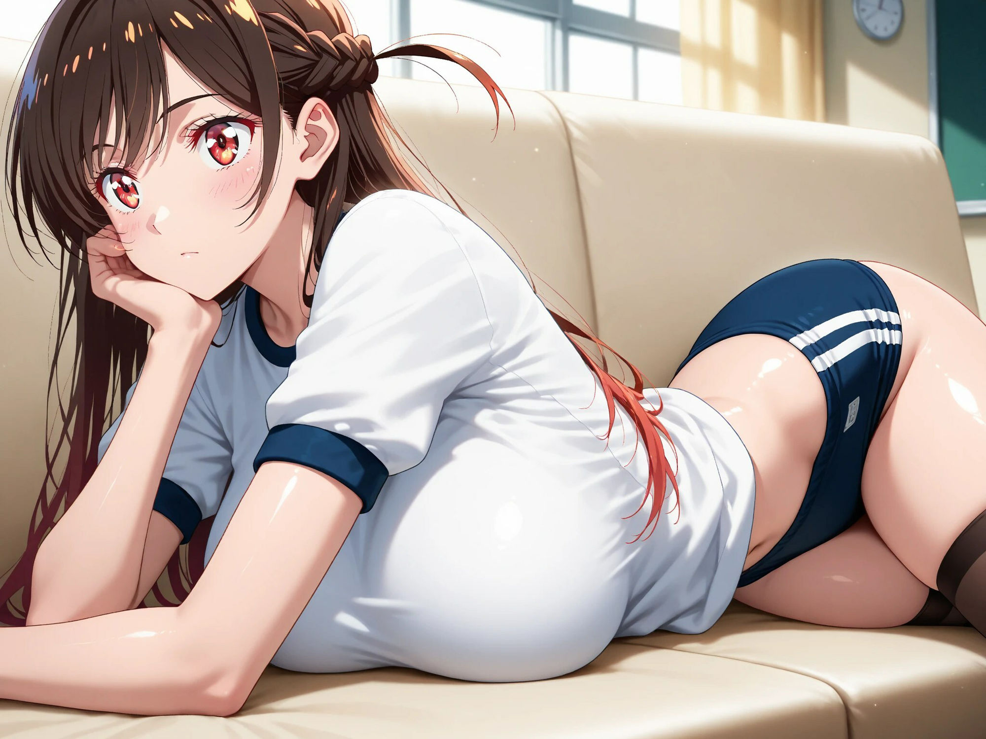 サンプル画像2:【発情ヒロイン】彼女、お借りし〇す 水〇千鶴 体操服ブルマ編(画像生成マン) [d_559426]