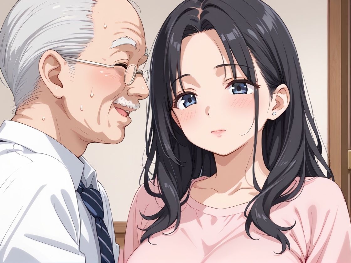 巨乳人妻ヘルパー現役お爺とNTR 画像1
