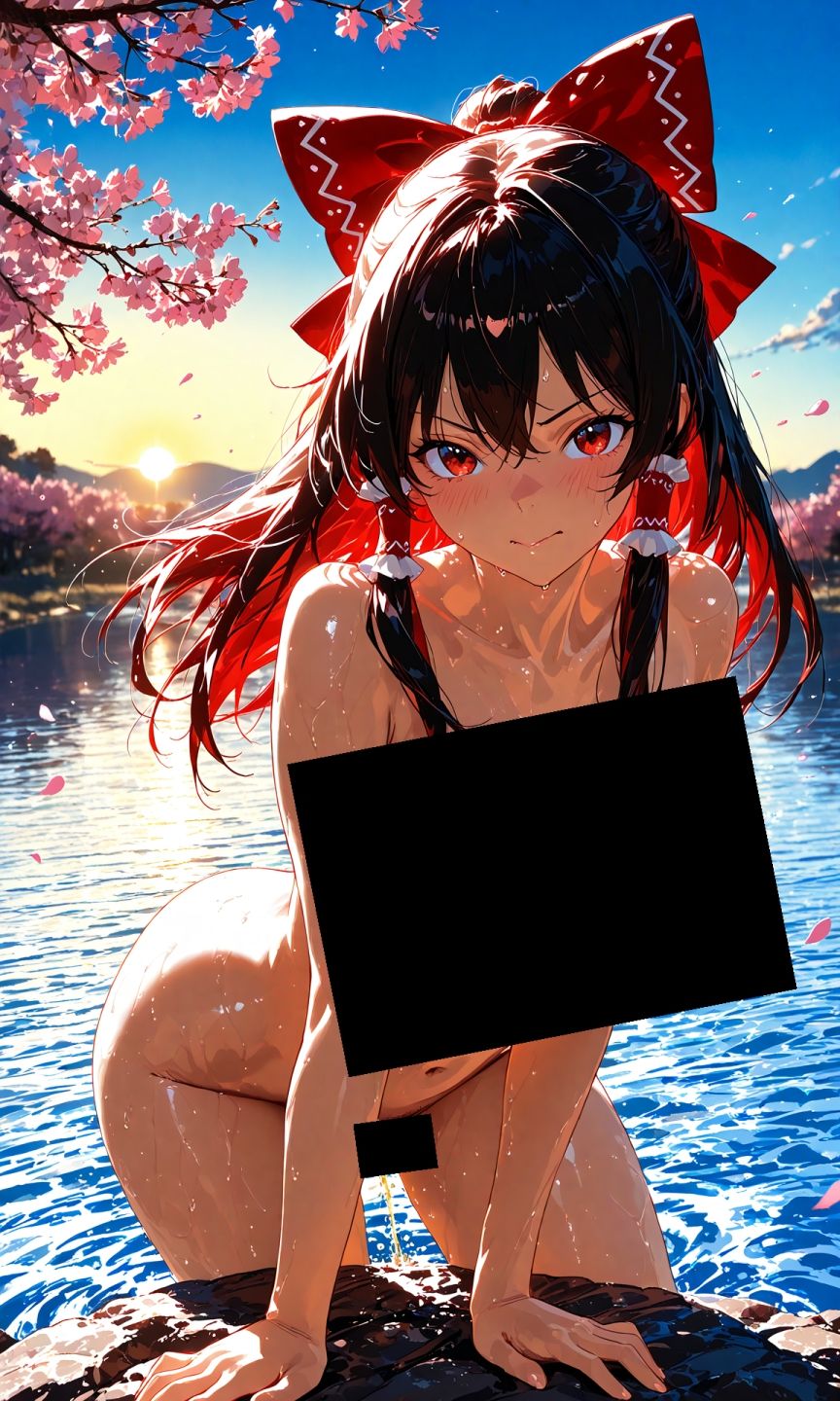 サンプル画像4:魔理沙は霊夢のえっちな写真を撮りたいようです。vol.34〜春の晴れた夕方の川編〜(ゆるふわ研究所) [d_560427]