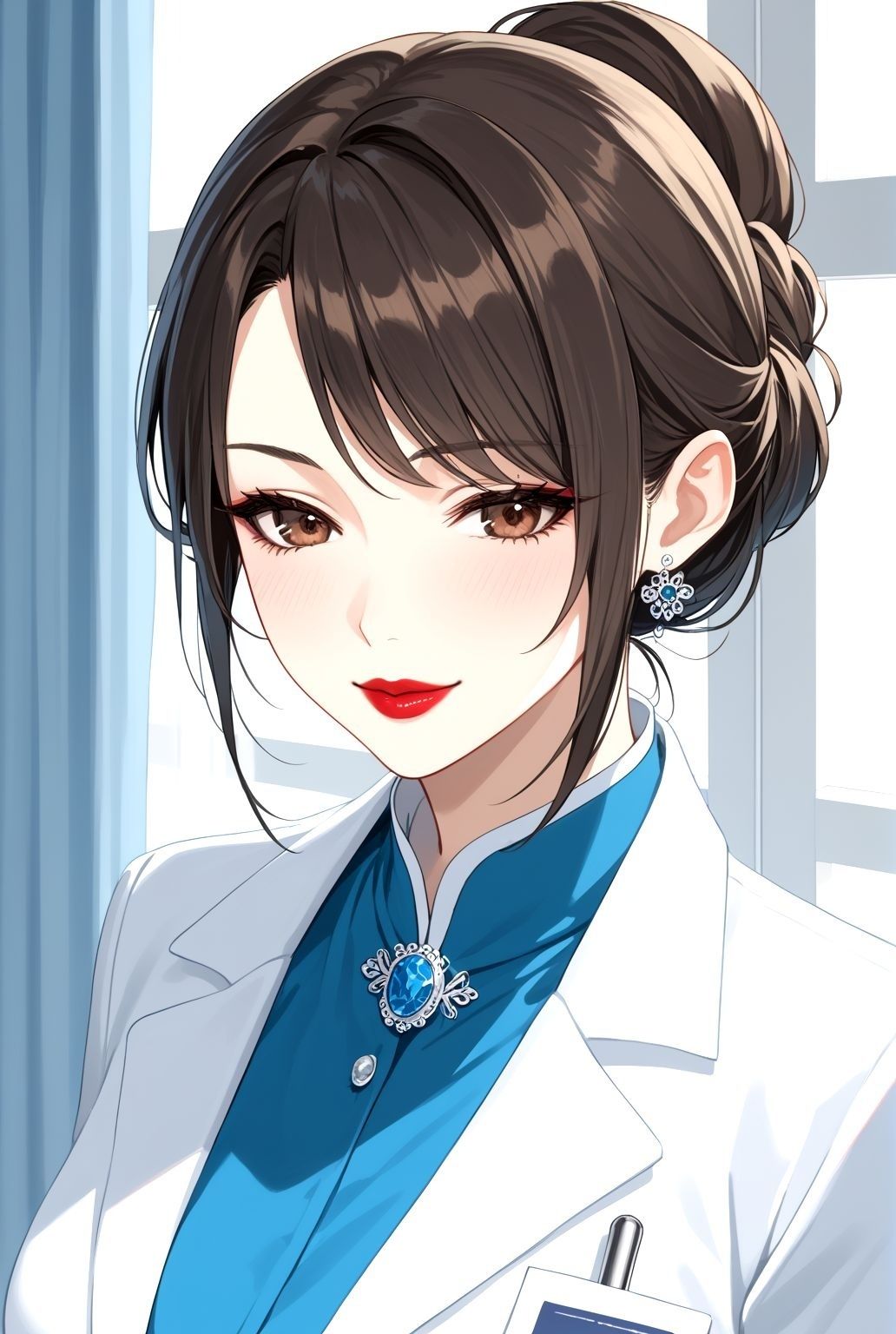 サンプル画像1:巨乳熟女女医が誘う…淫靡な診察室へようこそ【AI生成CG集】(快楽熟女クラブ) [d_560755]