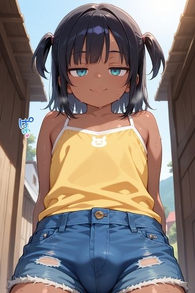 田舎帰省中、日焼けした男の娘と変態行為 RIURIU エロ画像6