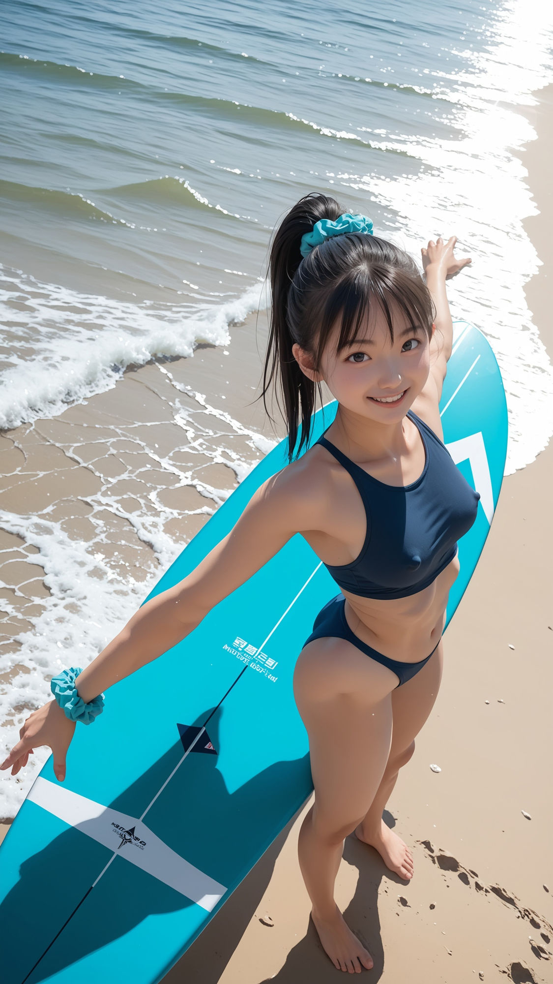 ひと足早い海開きで波乗りしている美女。 画像4