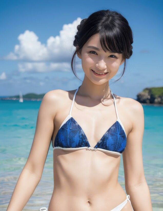 サンプル画像5:美魔女ビーチグラビア 〜AI美女 水着写真集100枚セット〜(美伝プロジェクト) [d_560884]