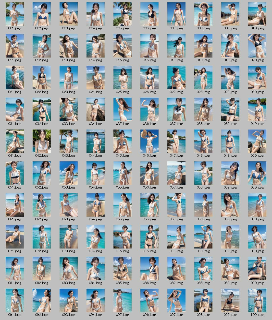 サンプル画像6:美魔女ビーチグラビア 〜AI美女 水着写真集100枚セット〜(美伝プロジェクト) [d_560884]