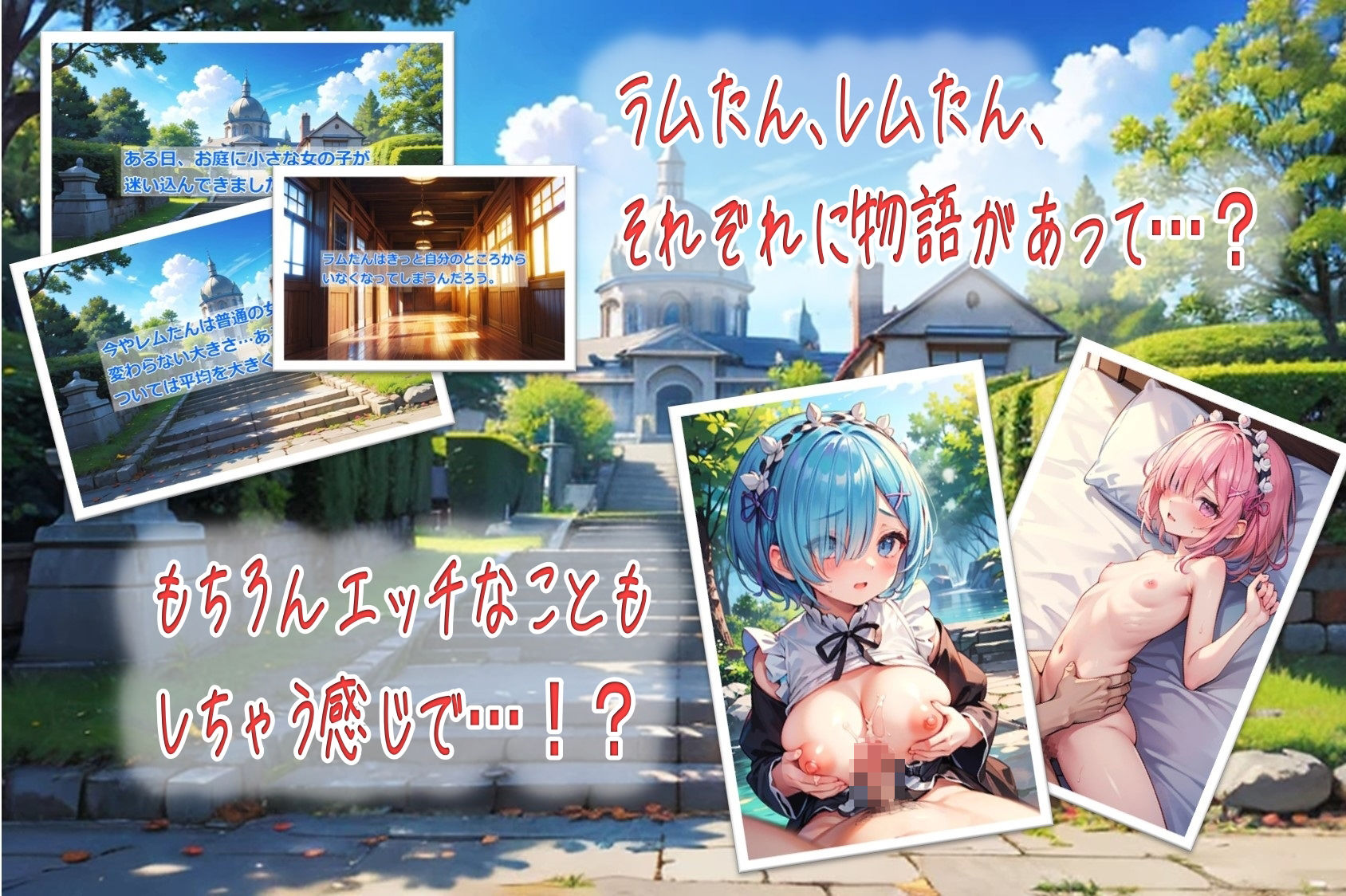 サンプル画像2:ラムたんとレムたん-庭に迷い込んだリ〇ロの妖精（メイド）-(くまとねこ屋) [d_561015]