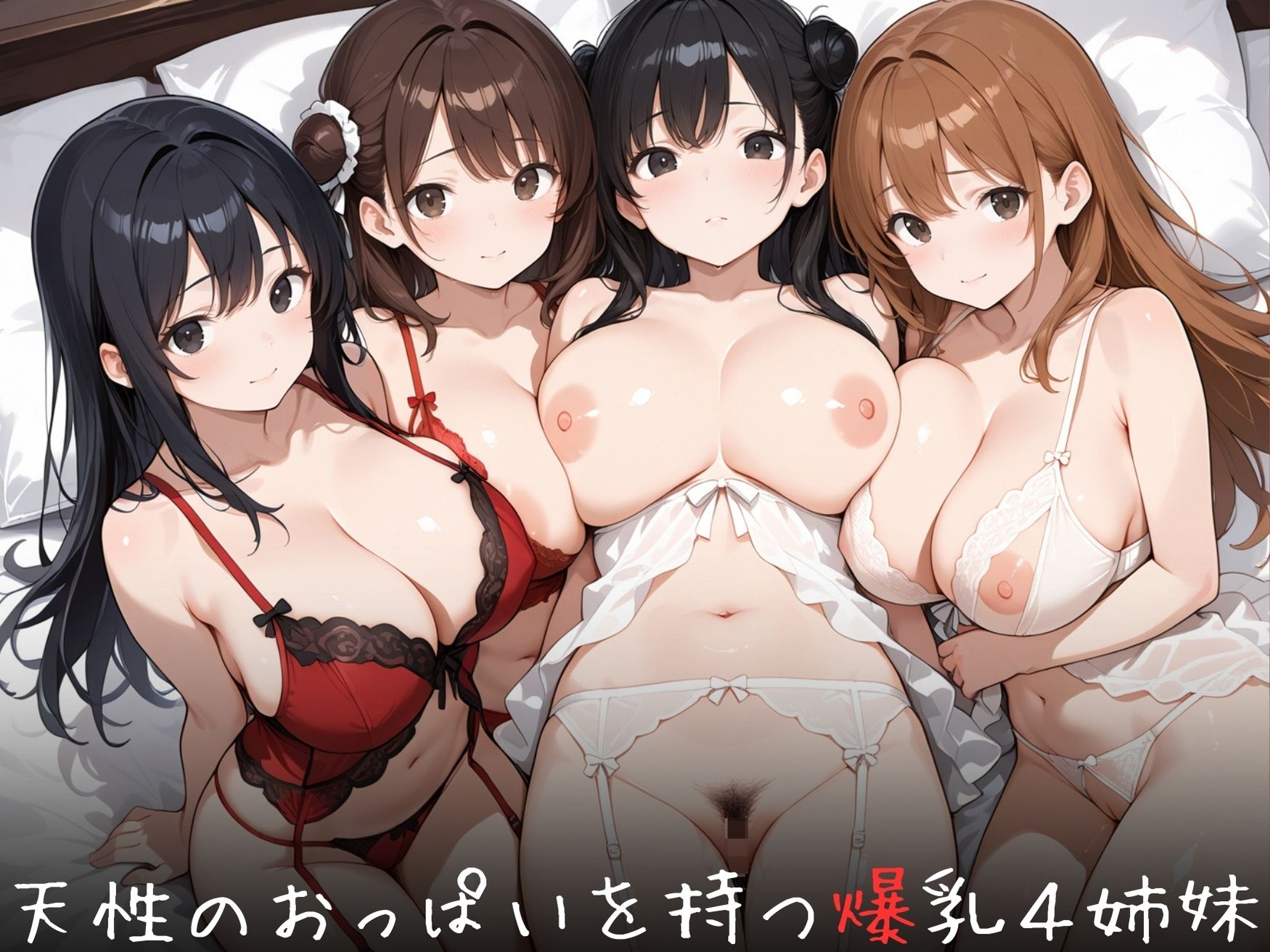 【爆乳ヘブン】ランジェリーを身に纏った爆乳4姉妹、弟との戯れ記録2