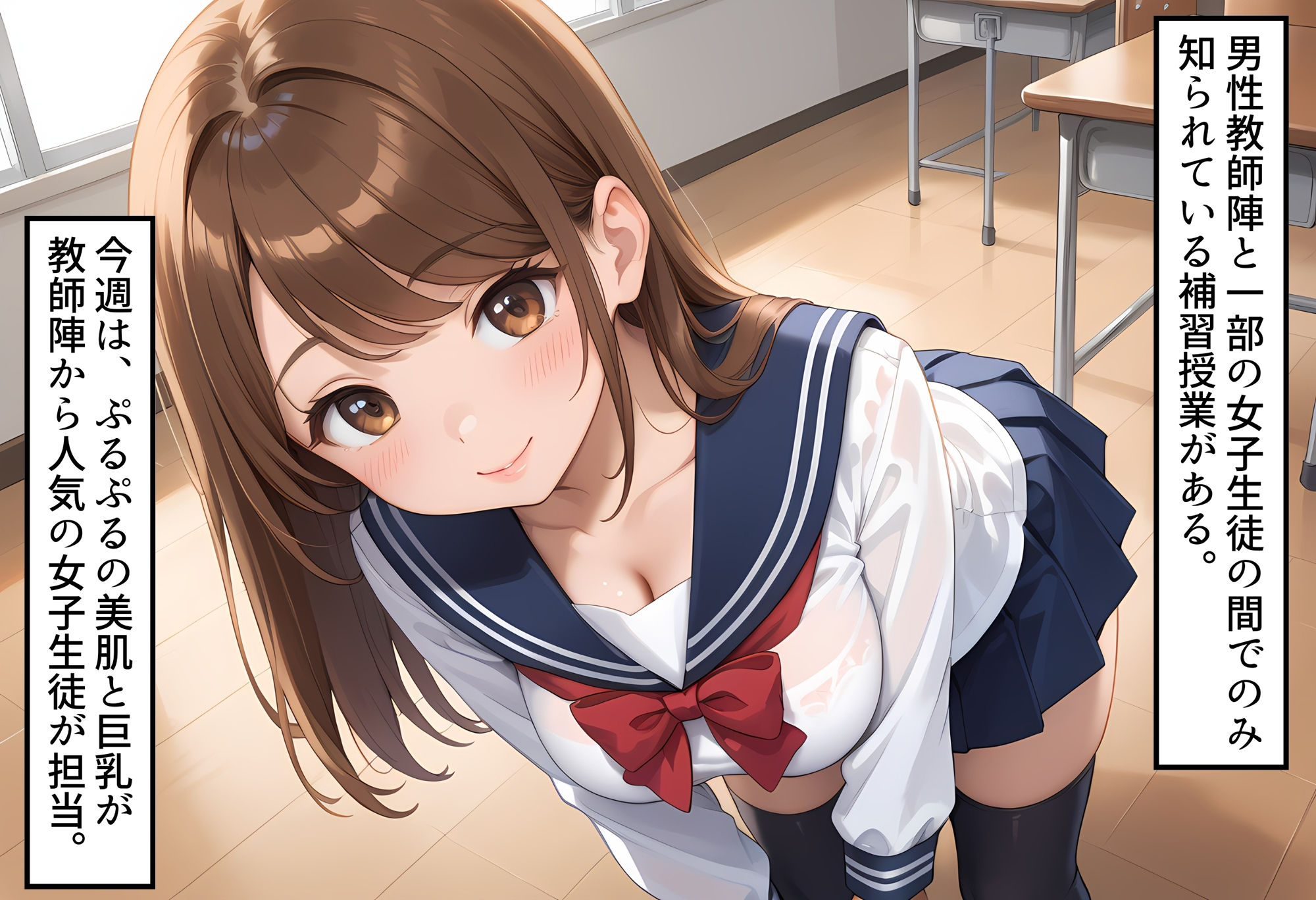 サンプル画像1:ぷるぷる巨乳女子校生が担当  教師ちんぽあまあま補習授業(どまんなか) [d_561217]