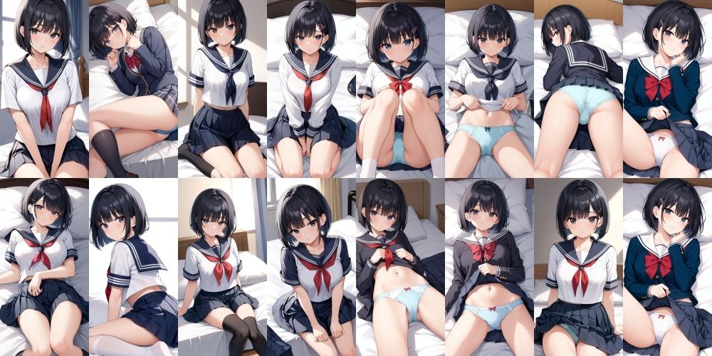 サンプル画像1:ボブヘアの彼女とエッチ【500枚】(女子高生) [d_561468]