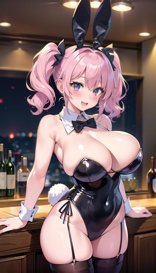 サンプル画像1:桃色髪巨乳娘バニーガール(くろめあい) [d_561832]