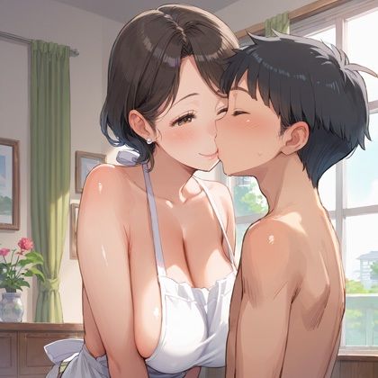 母さん、一生のお願い聞いてよ。裸エプロンで犯させて! 画像1