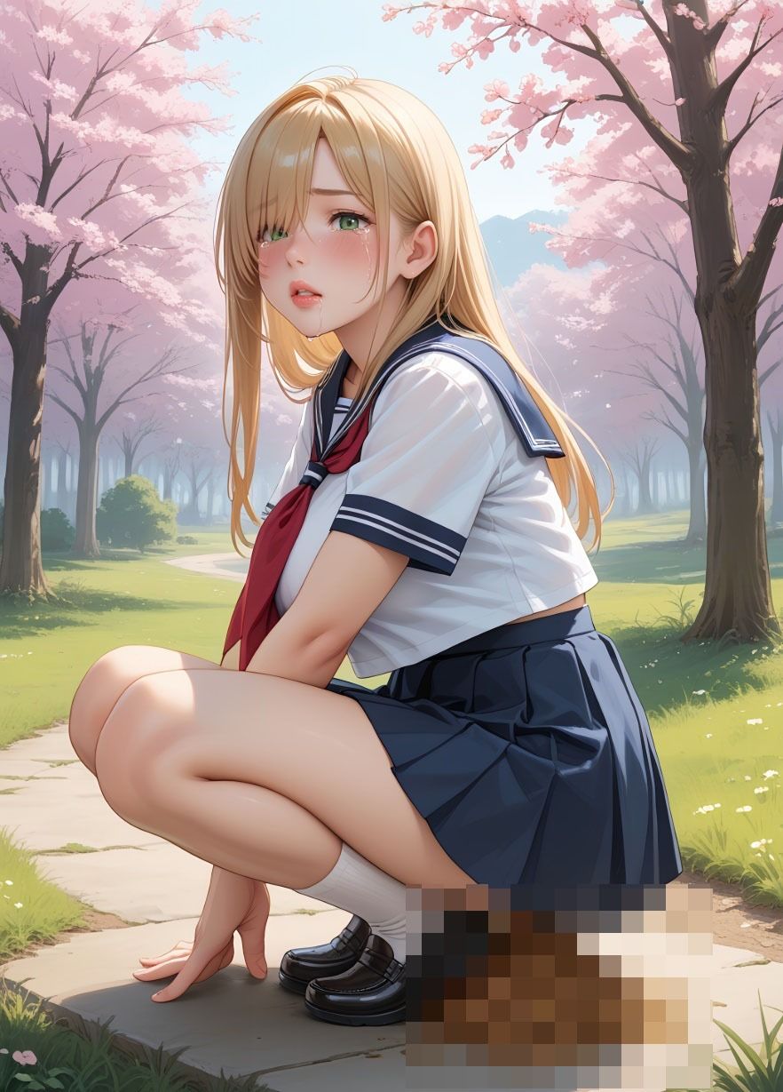 【100枚・4K】花見デートで我慢できずうんちおもらし （制服ver.）_7