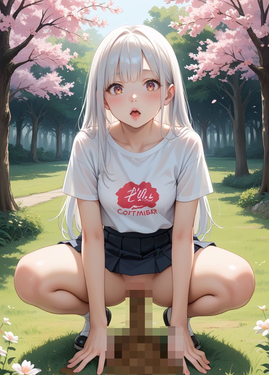 【100枚・4K】花見デートで我慢できずうんちおもらし (私服ver.) 画像1