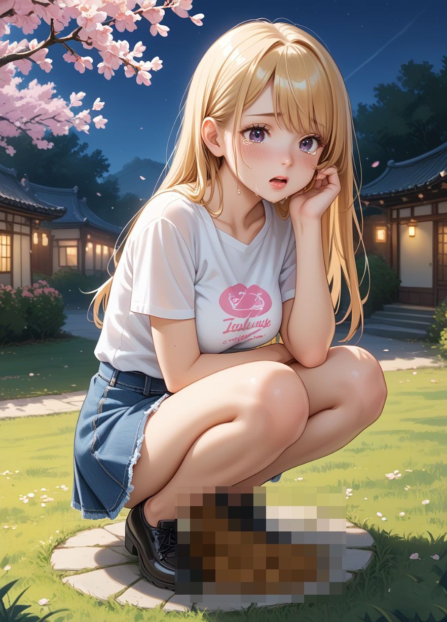 サンプル画像2:【100枚・4K】花見デートで我慢できずうんちおもらし （私服ver.）(スカトロ製作所) [d_561989]