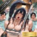 くノ一の女風呂・レズビアン乱行パーティーに女体化して潜入！湯けむり温泉でねっとり絡み付き愛液を垂らしながら絶頂する美女たち【変態エロアニメ】