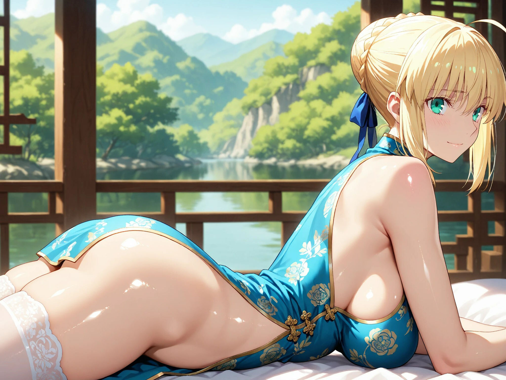 【発情ヒロイン】Fate/st●y night セイ●ー ノーパンチャイナ服編 画像1