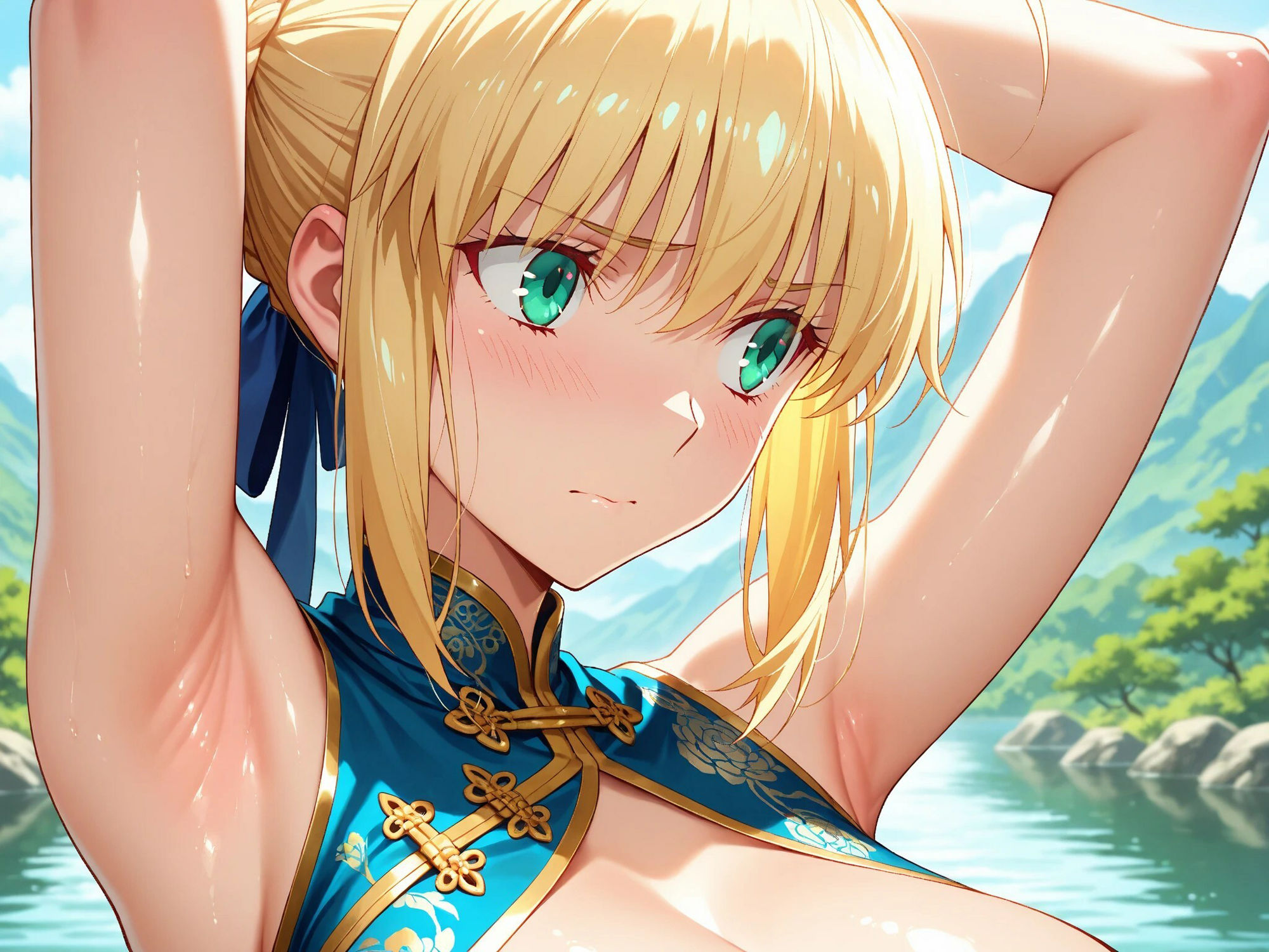 サンプル画像3:【発情ヒロイン】Fate/st●y night  セイ●ー  ノーパンチャイナ服編(画像生成マン) [d_562049]