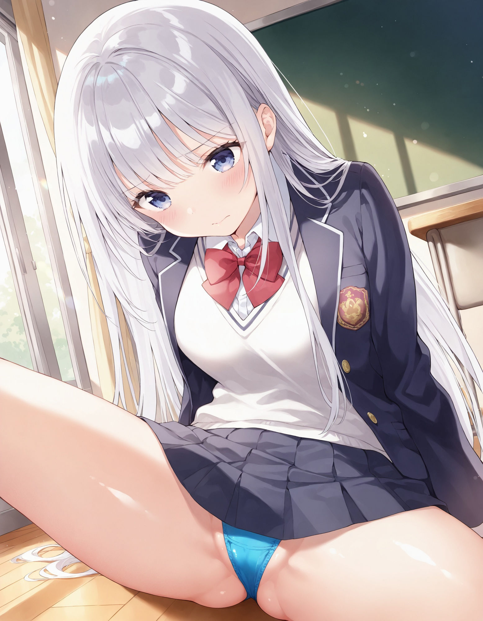 制服女子の開脚パンチラ 画像2