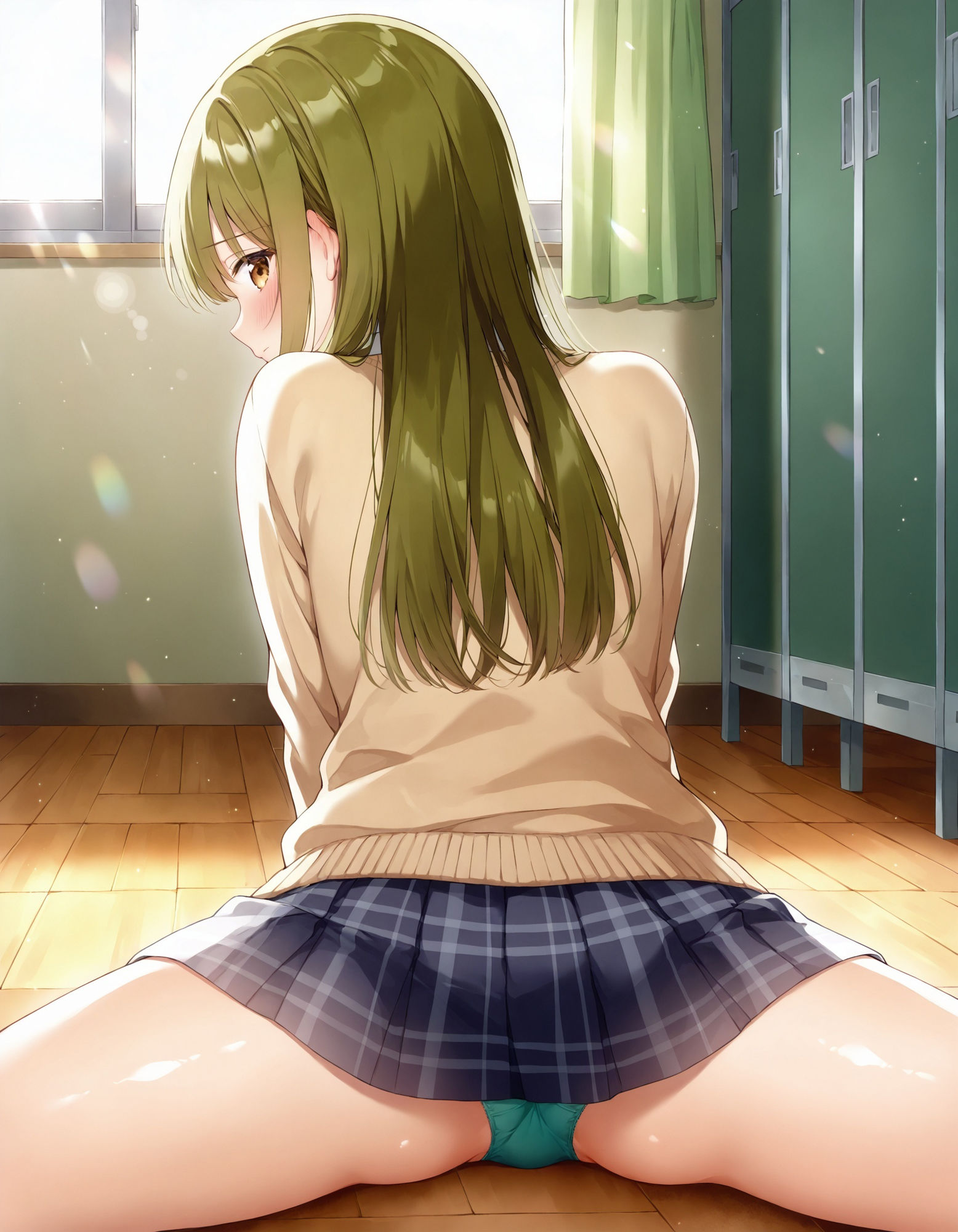 制服女子の開脚パンチラ 画像8