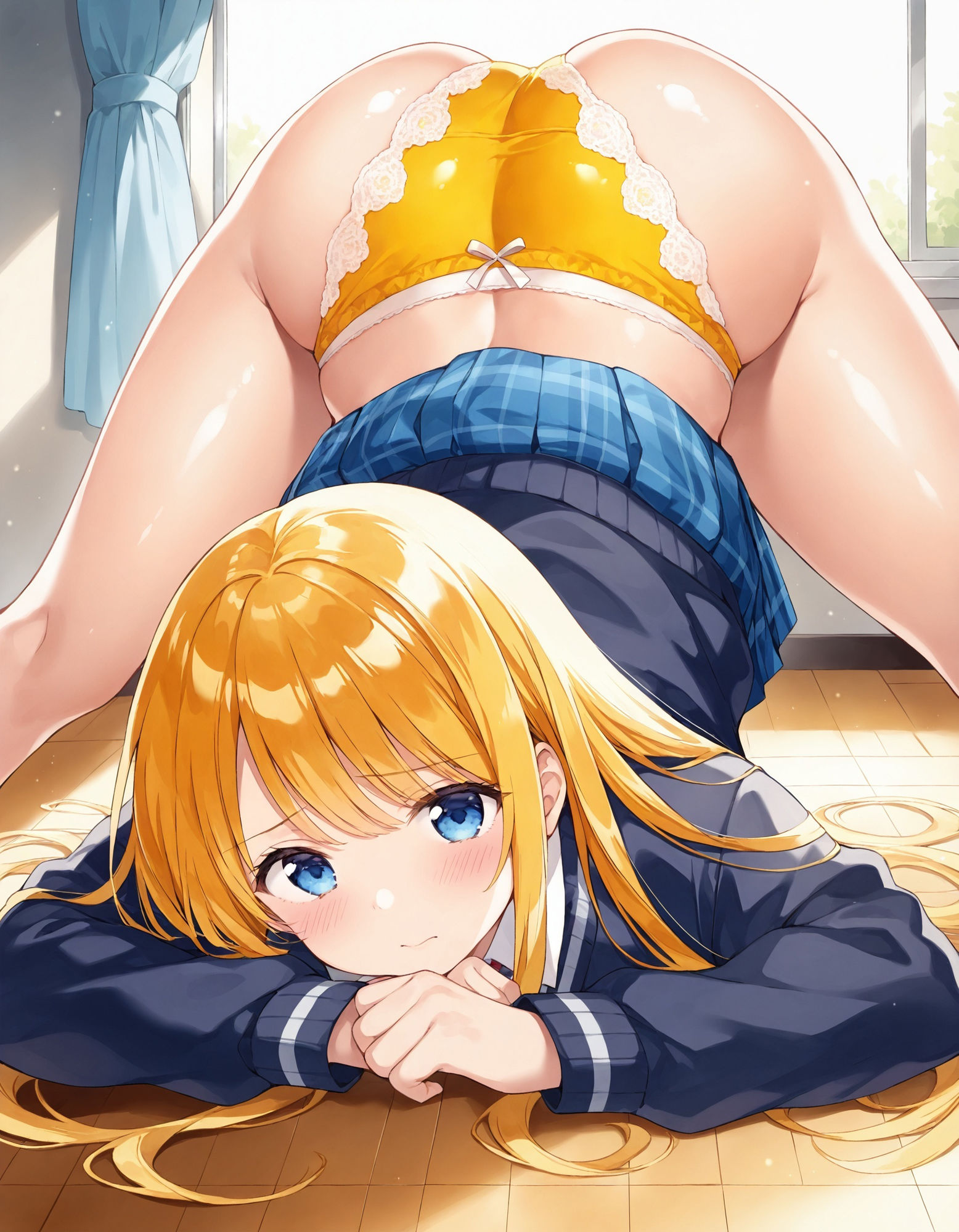 制服女子のお尻突き上げパンチラ 画像3