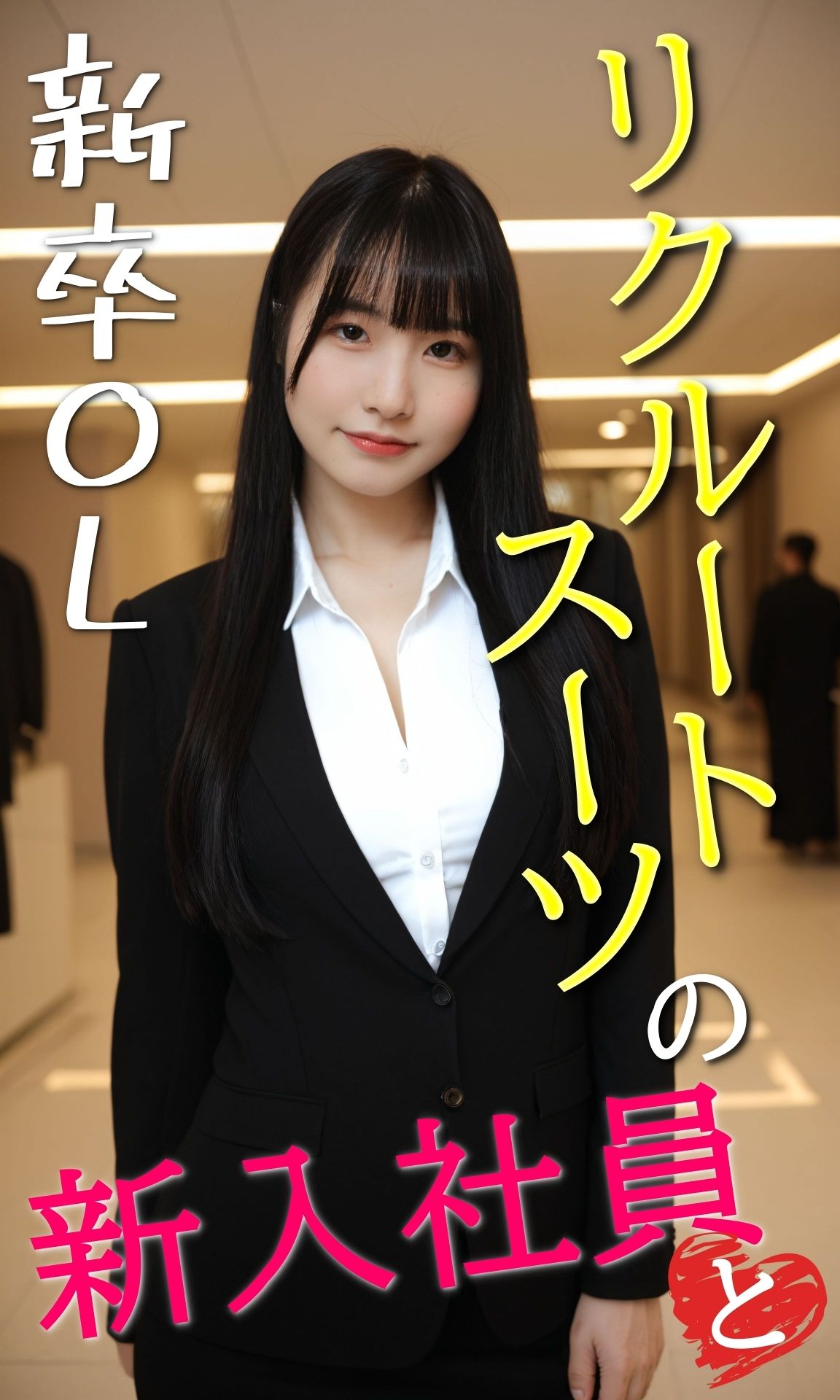 サンプル画像1:リクルートスーツの新入社員と！(AIArt_OL) [d_562338]