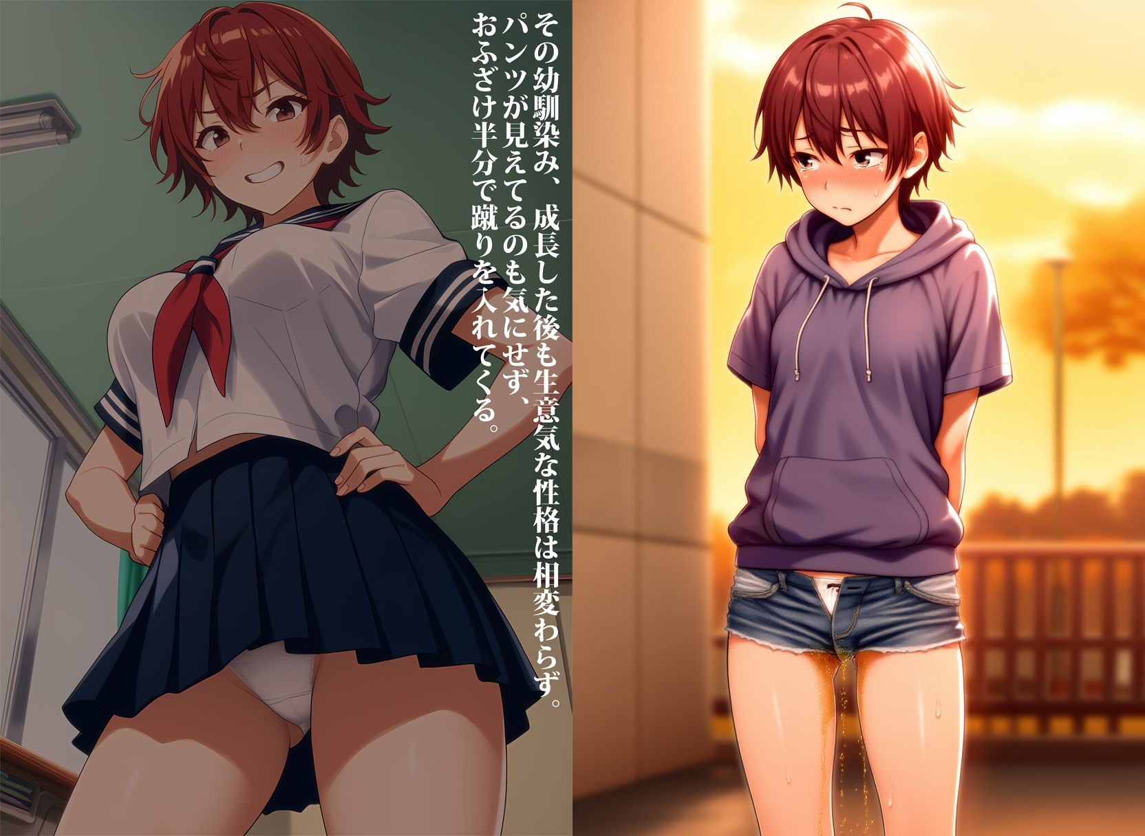 サンプル画像1:生意気ボーイッシュな爆乳幼馴染が、お漏らしマゾになるまで過去改変した件(性癖ユガ芽) [d_562453]