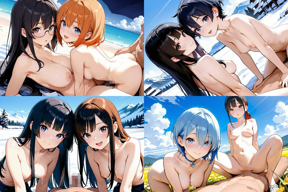 サンプル画像4:2人の超絶かわいいレズ美少女と乱交3P野外セックス！【1536×1024高画質サイズ！SDXL美麗画像厳選300枚以上！】(あにまーと☆アニマート) [d_562697]