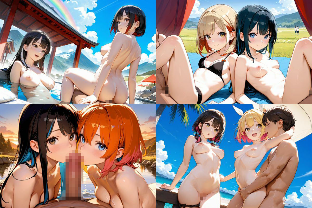 サンプル画像5:2人の超絶かわいいレズ美少女と乱交3P野外セックス！【1536×1024高画質サイズ！SDXL美麗画像厳選300枚以上！】(あにまーと☆アニマート) [d_562697]