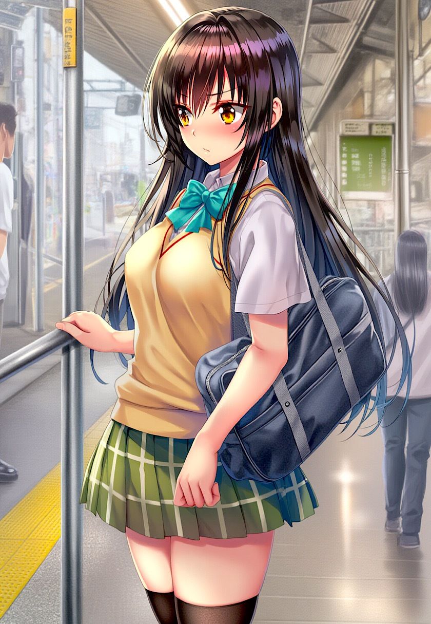 サンプル画像1:今日のおかず To◯OVEる 古◯川 唯 （制服）〜電車編＆路地裏編〜(イラスト18区) [d_562913]