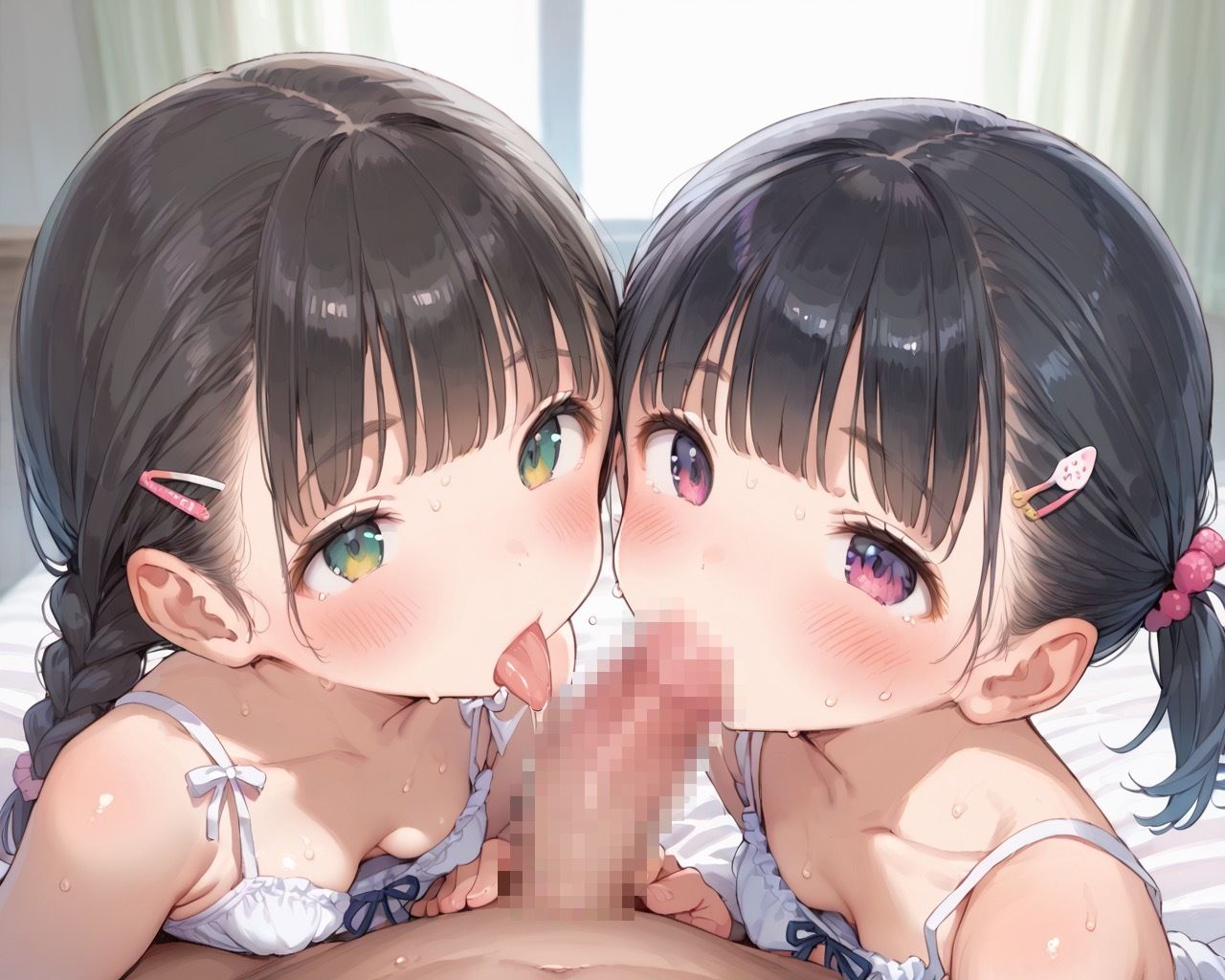 つるぺたちゃんが処女を捨てたいと頼みに来たので2人まとめて種付けしてあげた画像no.4