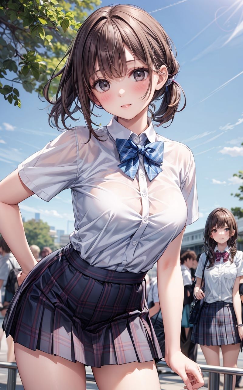 サンプル画像1:グラビア＆裏画像 JKアイドル 紗喜はるか 青制服バージョン(AIらぼんぬ) [d_562959]