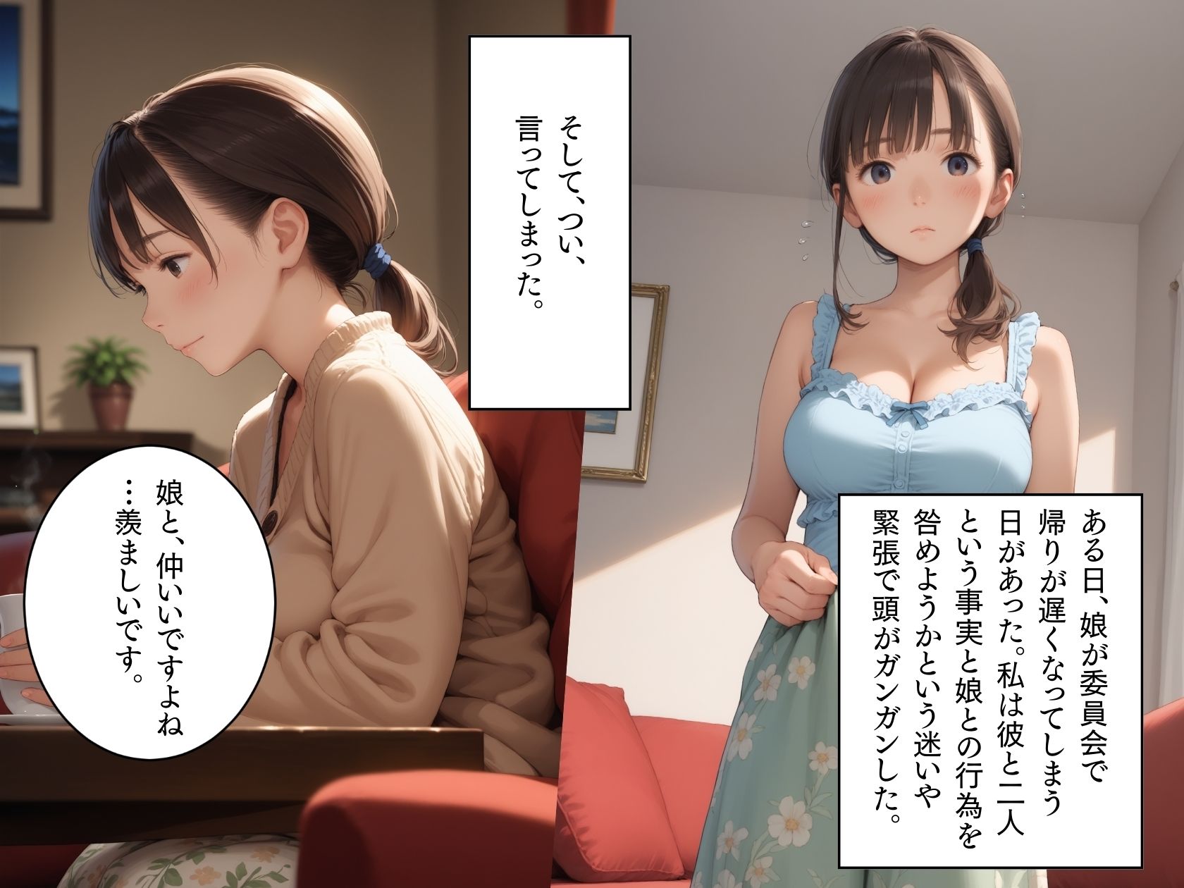 サンプル画像4:家庭教師と娘のHをみたお母さんが欲情してしまい、娘から寝取ってしまった話(ぱんなっつ) [d_563086]