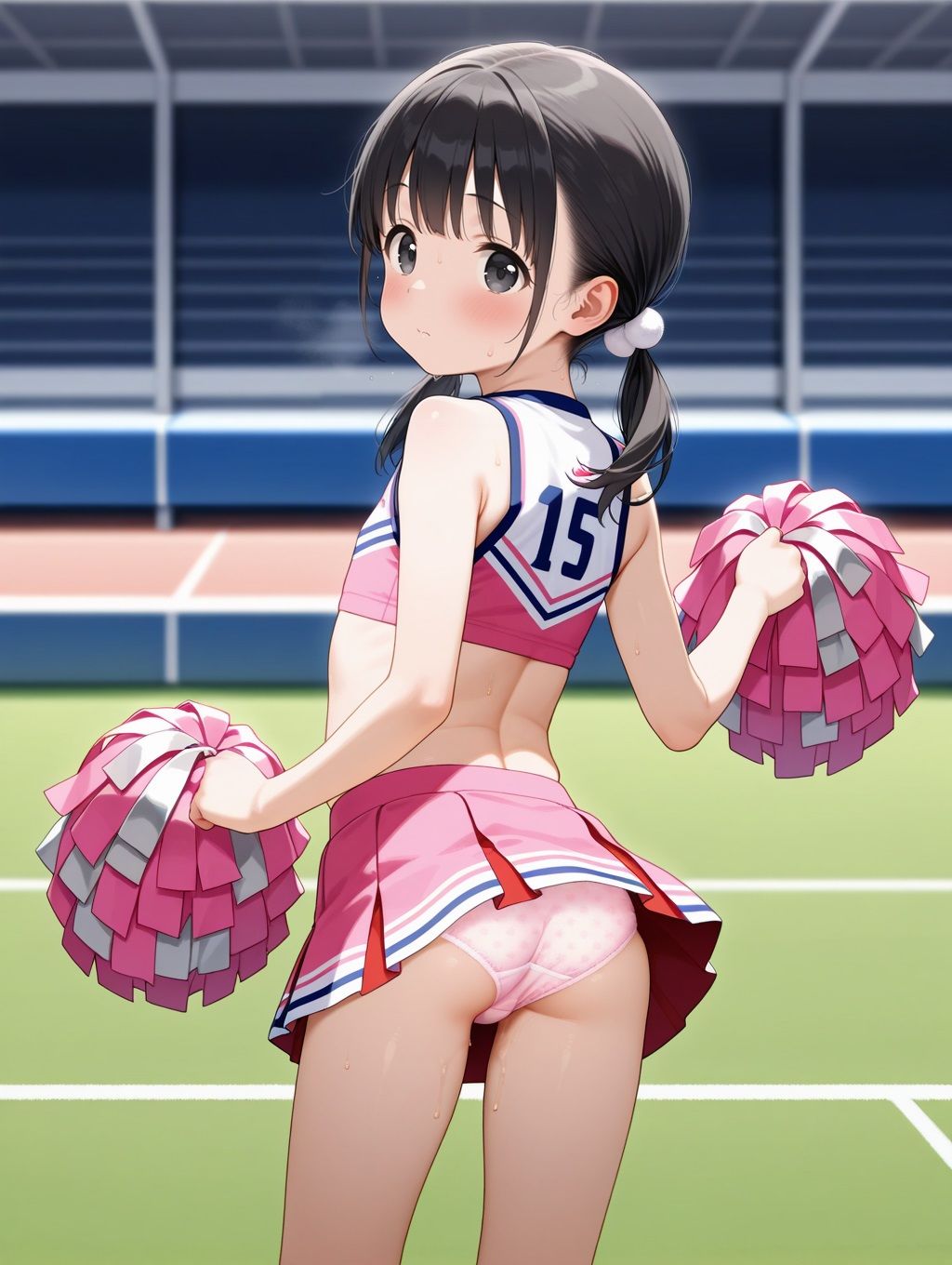 中出しできちゃうつるぺたチア娘 デカめろん エロ画像2