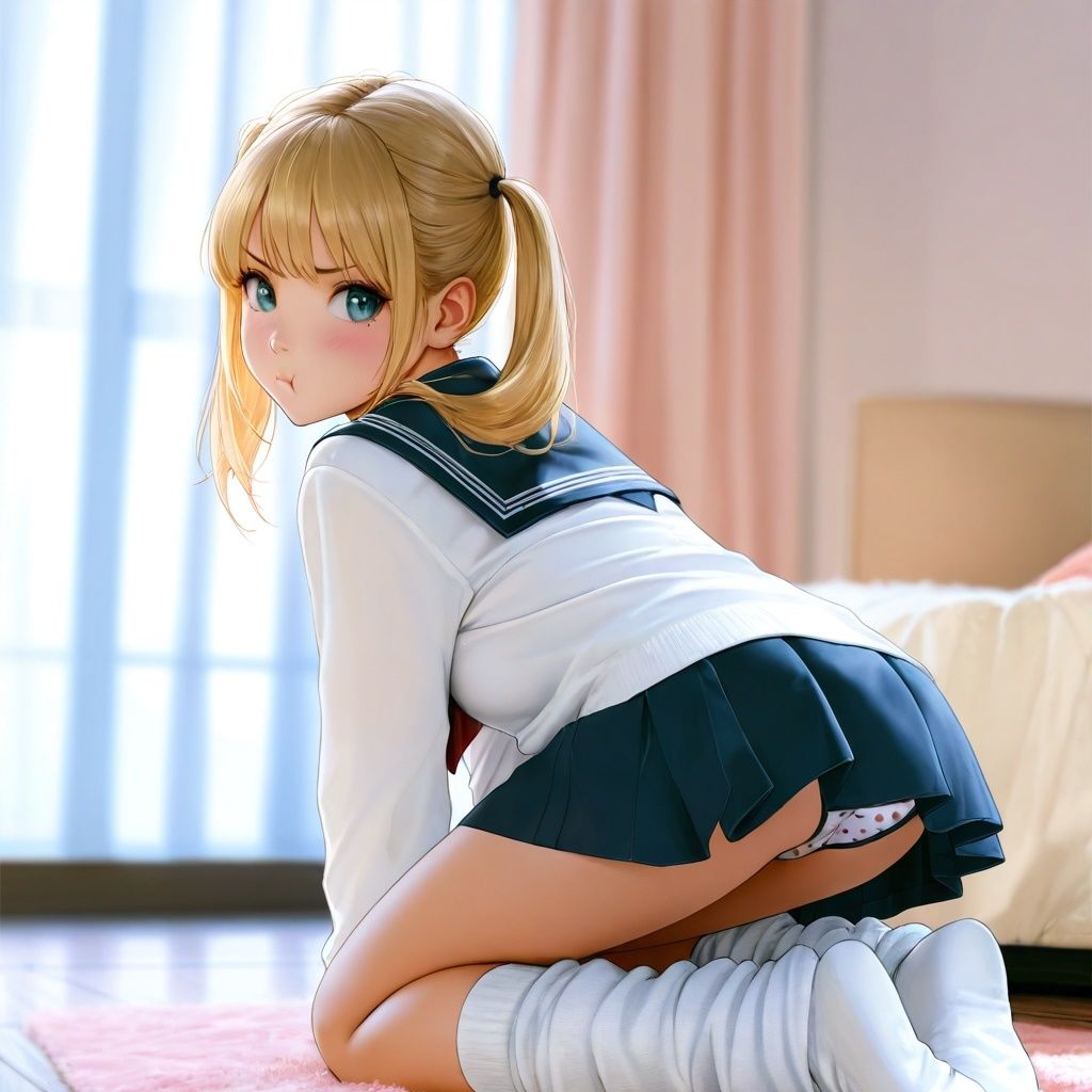 ルーズソックスJKの四つん這いパンチラ〜リアル風ver〜 画像4