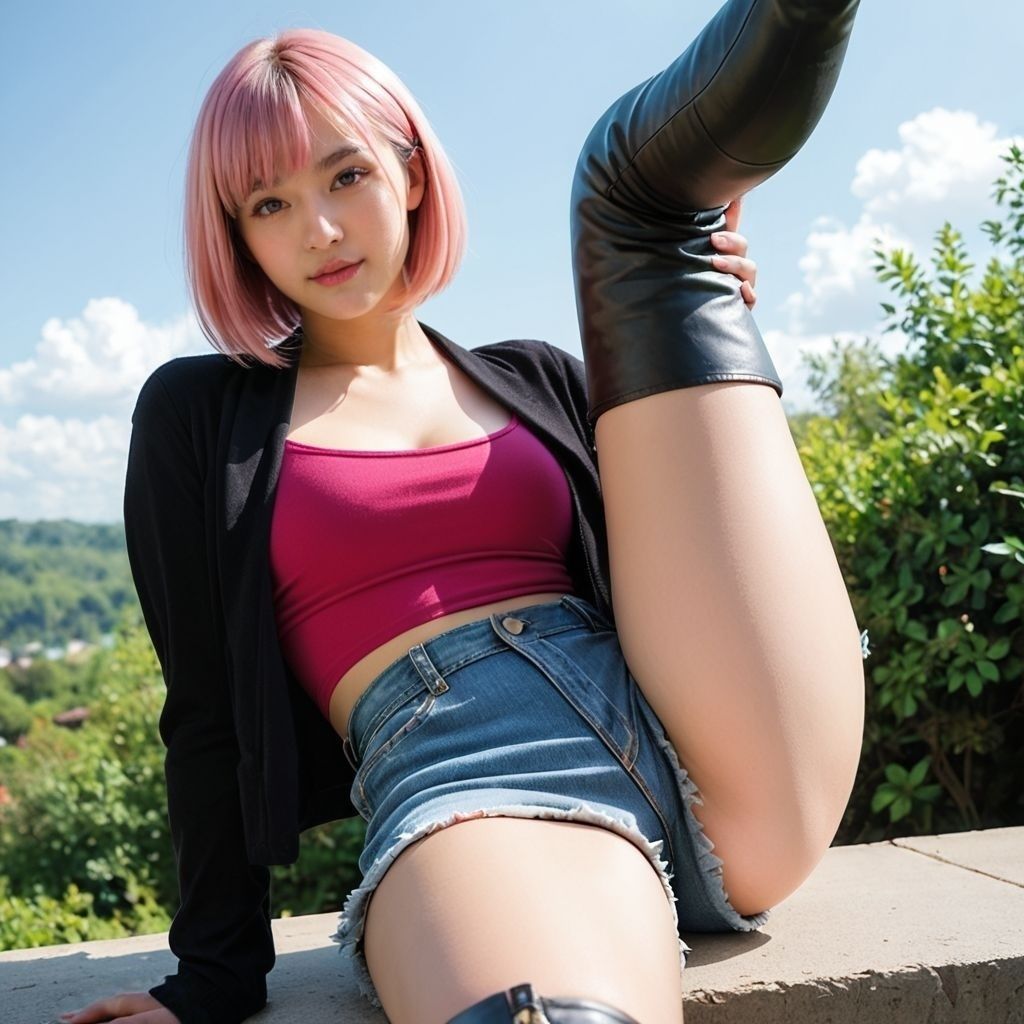 サンプル画像3:ブーツ美女がお股見せつけ〜M字開脚・四つ這い等(AI美エロ) [d_563313]