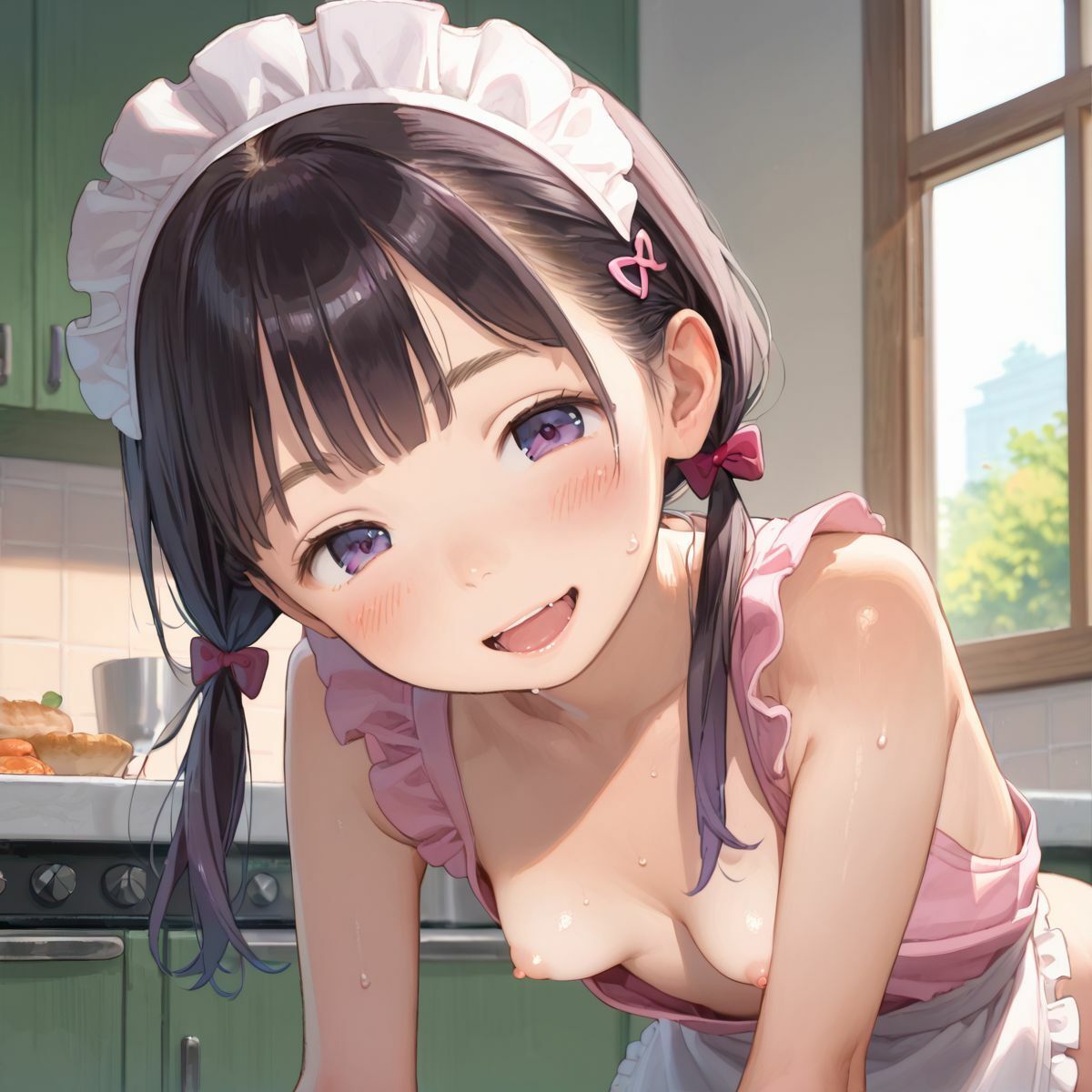 ちっぱい家政婦、台所の情事028