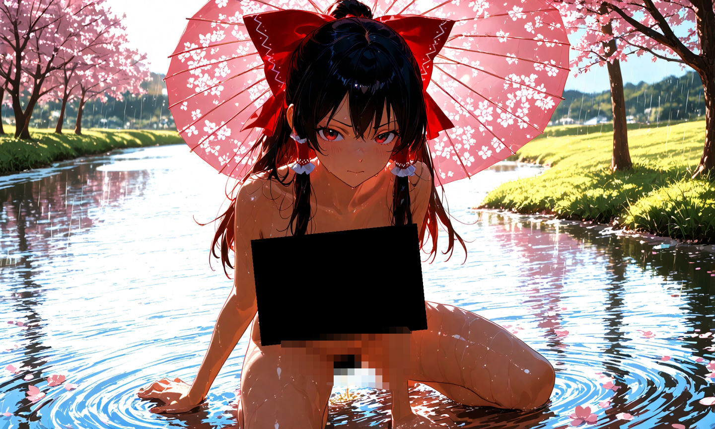 サンプル画像1:魔理沙は霊夢のえっちな写真を撮りたいようです。vol.41〜春の雨の昼の川編〜(ゆるふわ研究所) [d_563714]