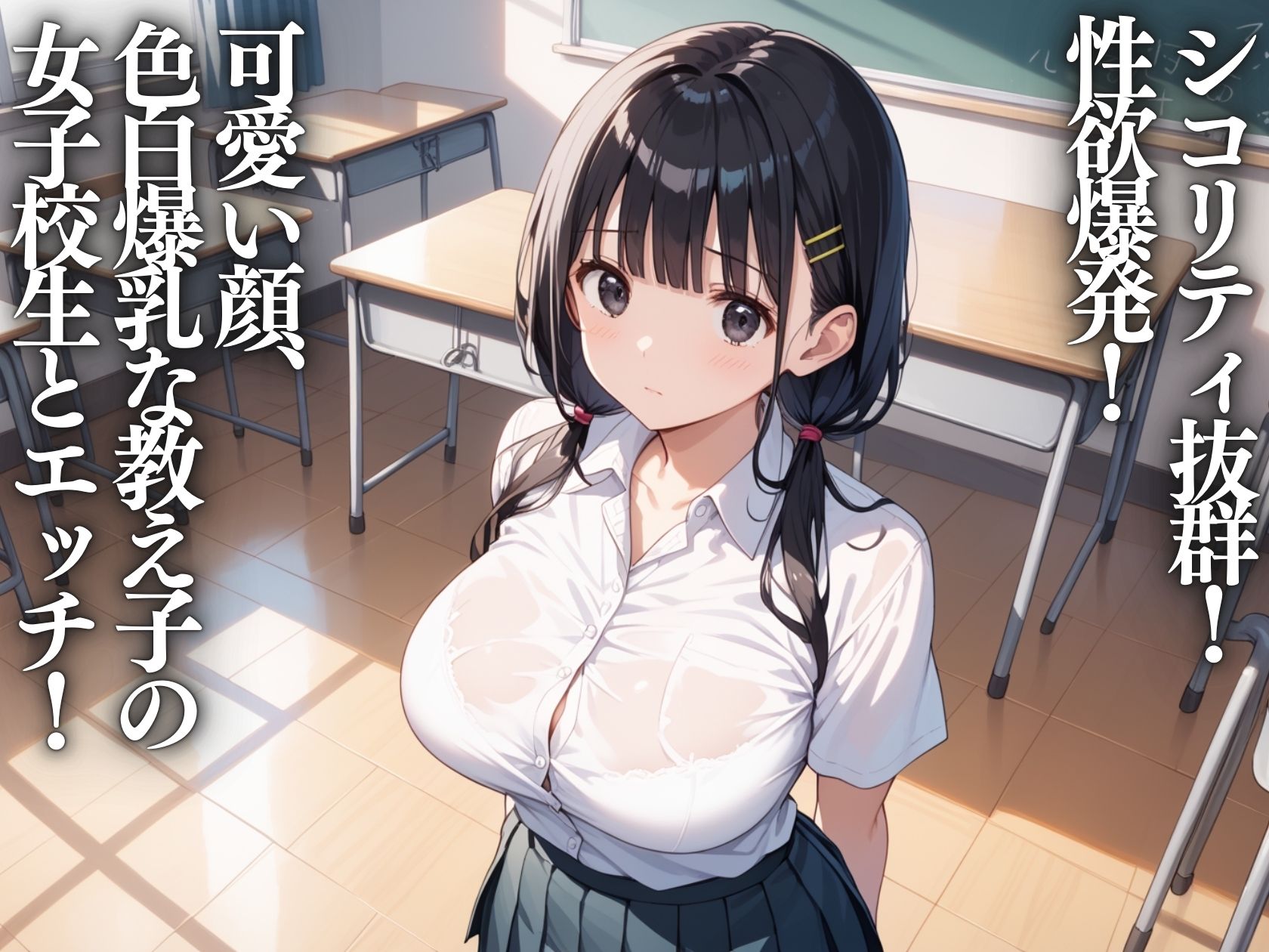 サンプル画像1:嫌がる教え子の爆乳女子校生にスク水着せて種付けプレスしまくる(そいやっさ) [d_563940]