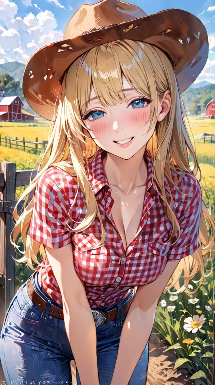 サンプル画像3:AIイラストCG集76  ザ・露出 in アメリカ南部の農場  ジョリーン・マクレーン(ドンガラAI美少女イラスト支部) [d_564027]