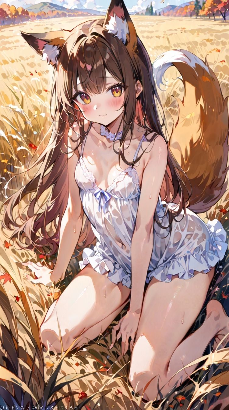 AIイラストCG集77 ザ・露出 狐耳美少女 カテリーナ・フェリーニ 画像1