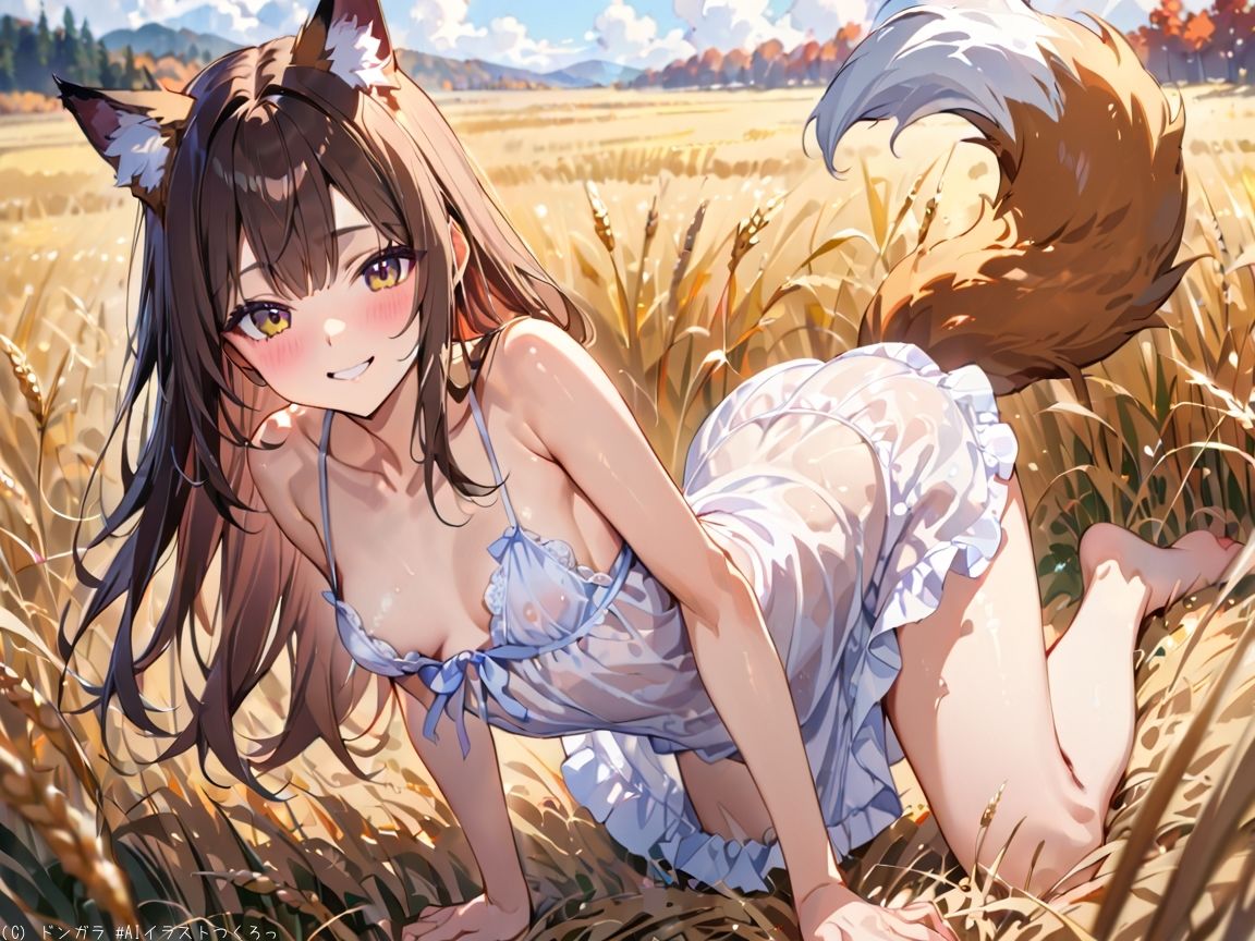 サンプル画像2:AIイラストCG集77  ザ・露出 狐耳美少女  カテリーナ・フェリーニ(ドンガラAI美少女イラスト支部) [d_564039]